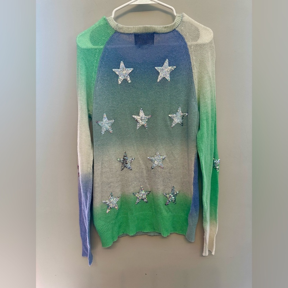 RARE Wildfox White Label Starry Gradient Sweater - Mint, Sky Blue, Ivory Small - Picture 6 of 6